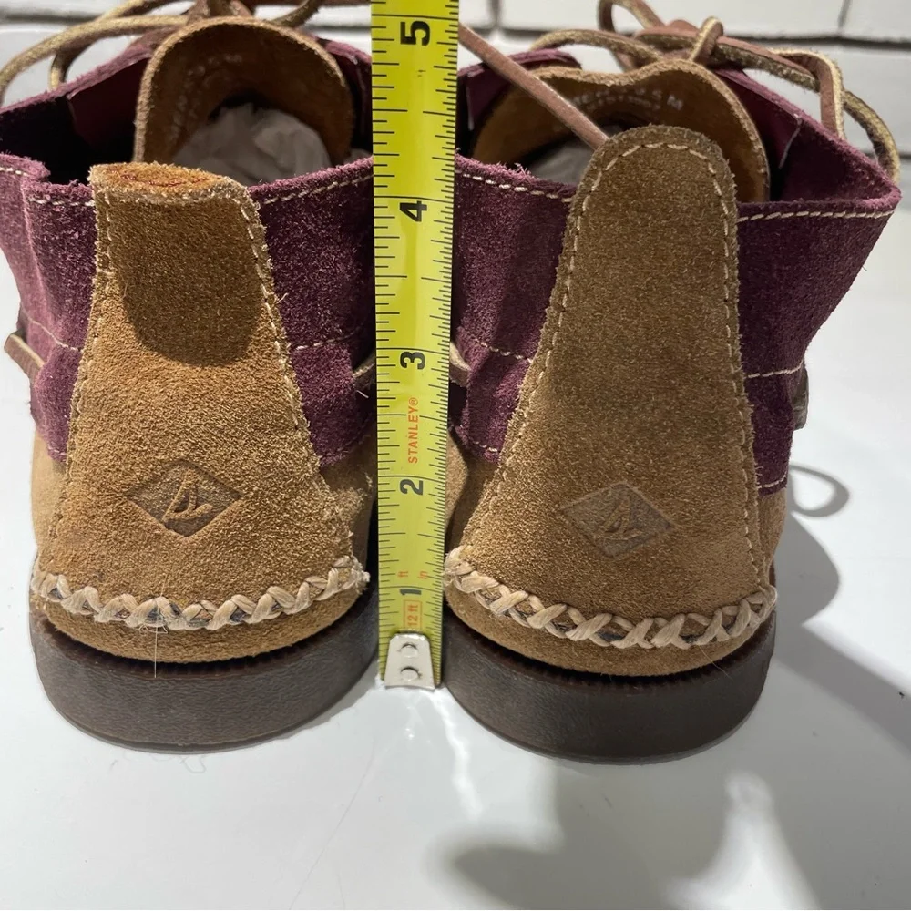Sperry Men's Leather Top Sider Chukka Boot Burgundy & Brown Size 9.5